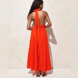 J. Crew Cotton Vibrant Red  Backless Dress Size Medium